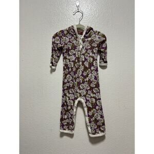 Milkbarn Infant Baby Bamboo Hooded Romper Purple Floral 3-6 Months